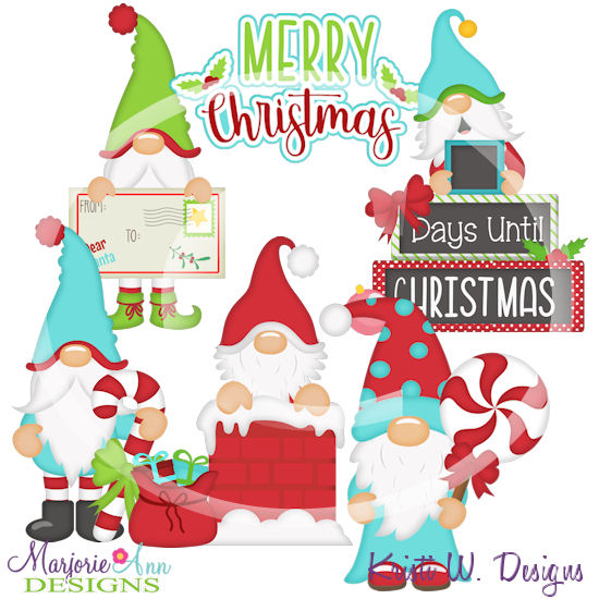 Merry Christmas Gnomes SVG Cutting Files/Paper Piecing +Clipart - Click Image to Close